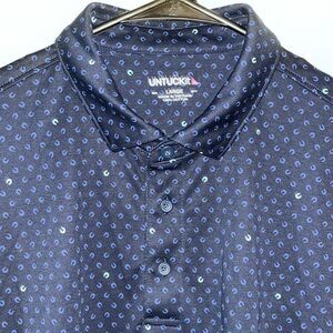 UNTUCKit Horseshoe Print Polo SS Cotton Pointed Collar Golf Shirt Damaschino L